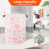 SEASINK 17.71"x13.77" Pink Laundry Basket Bow Decor for Girls Room Cute Teens Nursery Hamper Kids Bin for Dorm Bathroom