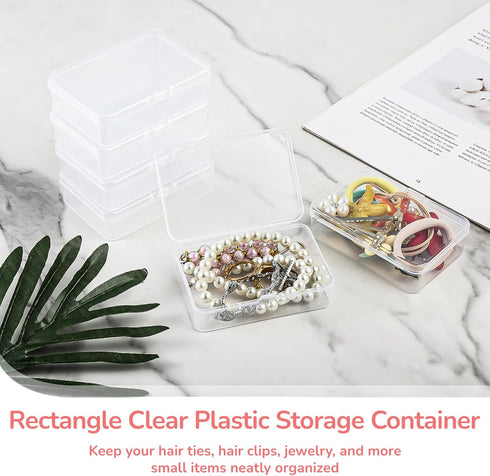 BATTIPAW 6PCS Hair Tie Organizer, Transparent Mini Storage Box, Clear Plastic Container for Home & Office