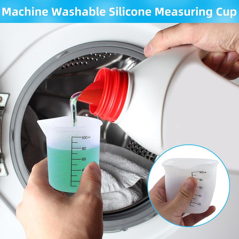 TKYZMS 4 Pack Cups,100ml Reusable Silicone Measuring Laundry Detergent Dispenser,Liquid Measuring Cups for Laundry