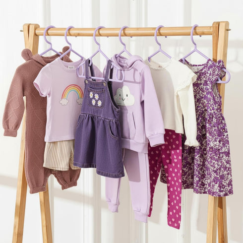 Hsei 60 Pack Closet, Pastel Color Kids Nursery Hangers Plastic Baby Hangers Heavy Duty Toddler Hanger for Pants, Coat