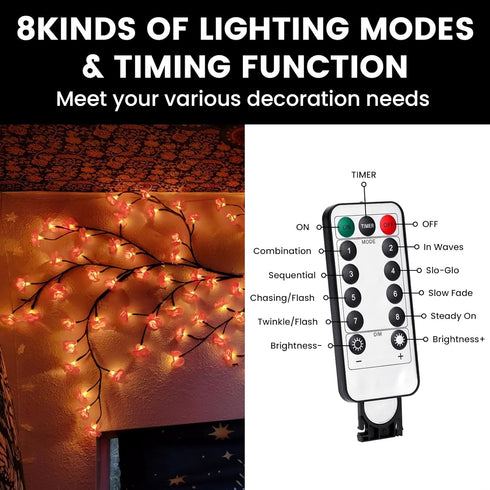 Generic 3.94 48LEDs 8 LED Tree Branch Lights for Wall FT Cherry Blossom Lights with Remote and Lighting Modes Cherry