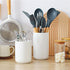 Ceramic Kitchen Utensil Holder for Countertop - Matte White, Space Saving Compact Rack for Cooking Utensils (#1)
