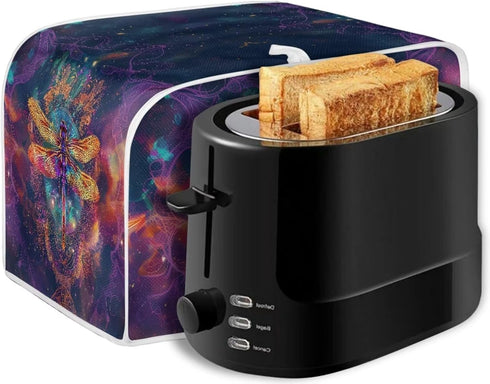 Gold Dragonfly Boho Purple Galaxy Print Toaster Oven Cover, Small Appliance Dust Cover Organizer