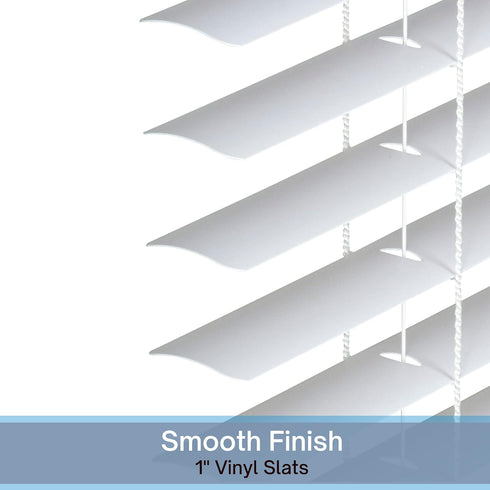 LOTUS & WINDOWARE Cordless Mini Blind - 1" Vinyl Slats, 22" Wide x 64" Long, White