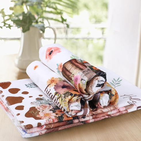 Absorbent Kitchen Towels - 6pcs Highland Cow Sunflower Summer Yellow Cleaning Drying Dishes Towel, Funny Gifts for Women