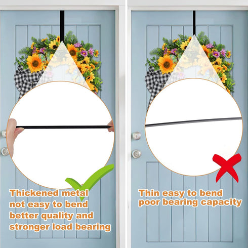 PECULA 2 Pack 14” Wreath Hangers for Front Door, Metal Wreath Door Hanger 40lb Load-bearing for Decorations