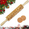 Wooden Engraved Rolling Pin - Christmas Snowflake Designs for Baking Cookies and Decor