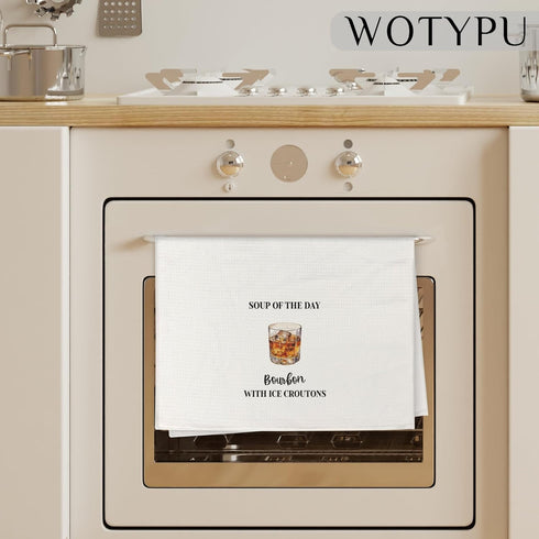 WOTYPU 16x24 Inch Funny Bourbon Kitchen Bar Towels, Bourbon Lover Gifts for Women Men Dish Tea Towel, Bartender Gifts
