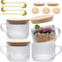 Maredash 4pcs Overnight Oats Containers with Lids,Vintage Coffee Mugs gifts for women,Glass Cups