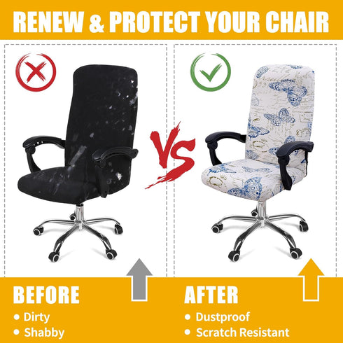 smiry Stretch Printed Computer Office Chair Covers, Removable Washable Anti-Dust Spandex Chair Protector