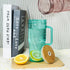 Set 4, 24oz ANOTION Colored Glass Cups with Handle of Glass Cups with Lids and Straws Travel Coffee Mug Bamboo Mason