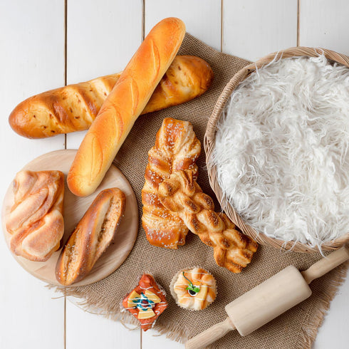 Props(13.78 Inch) IMIKEYA Simulation Food Artificial French Bread Model Decor, Fake Bread Loaf Fake Baguette