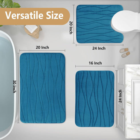 Buganda Bathroom Rug Mat 24x16, Extra Soft Peacock Blue Bath Mats, Non-Slip, Machine Washable for Floor