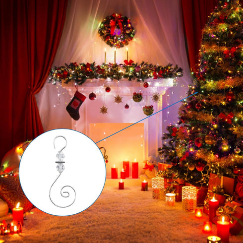INCREWAY 30 PCS Ornament Hooks, Silver S-Shaped Hangers with Crystal Beaded for Christmas Tree Hanger Metal Hooks