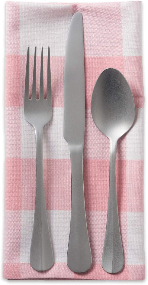 DII Buffalo Check Collection Classic Farmhouse Cloth Napkin Set, Pink & White, 20x20, 6 Piece