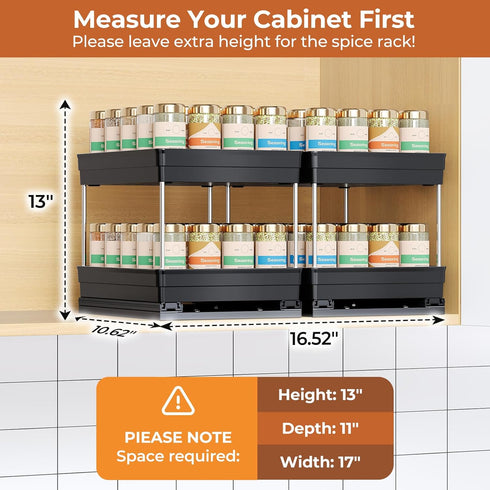 Mystozer 8.26''Wx10.62''Dx8.66''H, 2 Packs-2 Pull Out Spice Rack Organizer for Cabinet, Slide Out Spice Racks