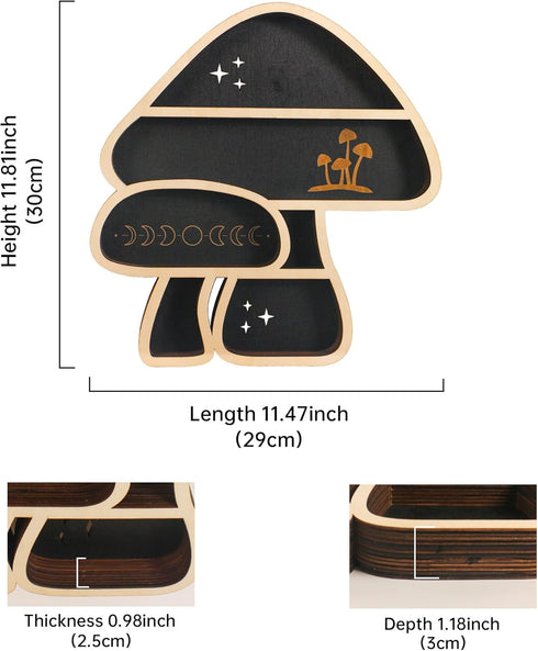 Cute Mushroom Decor, Wooden Floating Mushroom Shelf for Wall, Crystal Display Shelf Rock Gem Stone Display Shelf Wall