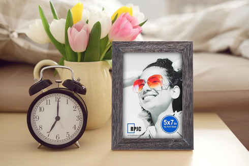 RPJC 5x7 Picture Frames, Solid Wood High Definition Glass for Table Top Display and Wall Mounting