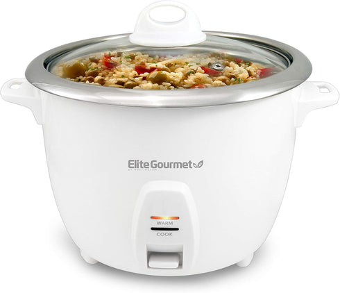 Elite Gourmet ERC-2010 Electric Rice Cooker with Stainless Steel Inner Pot Makes