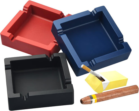 Large Black Cigar Ashtray for Cigarettes, Dual-use Unbreakable Silicone Ashtray for Outdoor/Indoor Home Decor