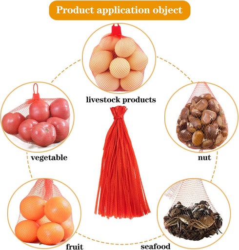 Dupiulk 20 Inch Packaging (100Pcs-Red) Reusable Mesh Produce Bags, Seafood Boil Bags for Crab Clam Shrimp Cooking