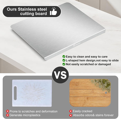Counter Baking(18x14) Stainless Steel Cutting Board with Lip, Large Metal Chopping Board with Edge, Dishwasher Safe