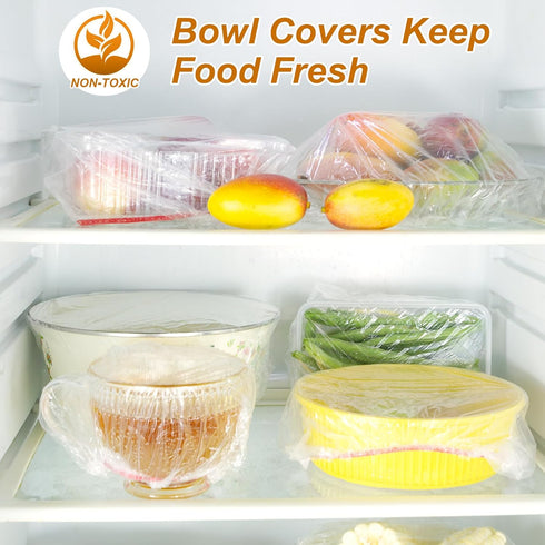100pcs Plastic Bowl Covers, Elastic Reusable Fresh Keeping Bags for Bread Proofing and More