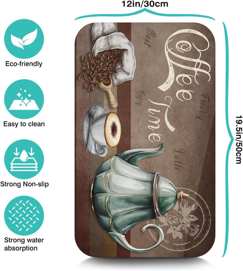 Coffee Mat 19inx12in, Absorbent Anti-Slip Coffee Bar Mat for Countertops, Fits Under Coffee Machine, Dish Drying Mats