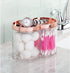 mDesign Plastic Canister Jar Organizer Set with Storage Lid - Clear/Rose Gold Lumiere Collection for Bathroom/Restroom