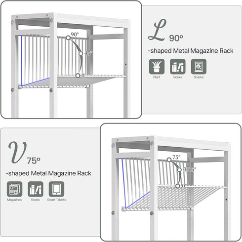 3-Tier End Table for Small Space, Narrow Side Table with Magazine Holder,Small Nightstand, Skinny Snack Couch Table