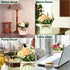 Artificial Hydrangea Bouquet with Small Ceramic Vase, Fake Silk Flowers Decoration for Home Party Wedding