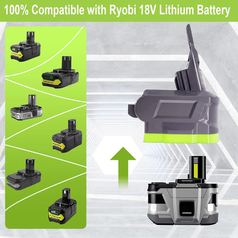 EID V7/V8 Adapter for Dyson, Ryobi 18V Battery Converted to Fit Dyson V7 V8 Animal Absolute Motorhead Pro Trigger