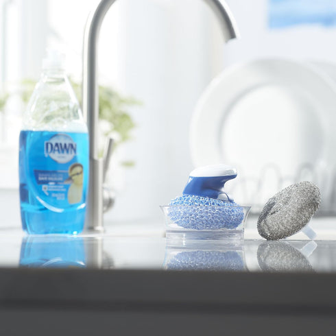 Dawn Handi Scrub and Storage Dish, 3.4 x 4.2 x 3.7 Inch, White/Blue