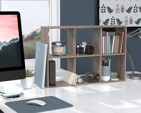 ClosetMaid Mini 6-Cube Desktop Storage: Wall Mount Organizer, Weathered Teak
