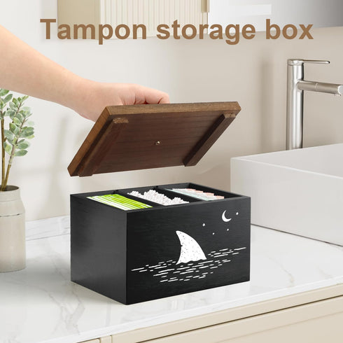 MROUEN Tampon Holder for Bathroom,Black Feminine Product Organizer,Girl Stuff Box for Bathroom,Pad and Tampon Organizer