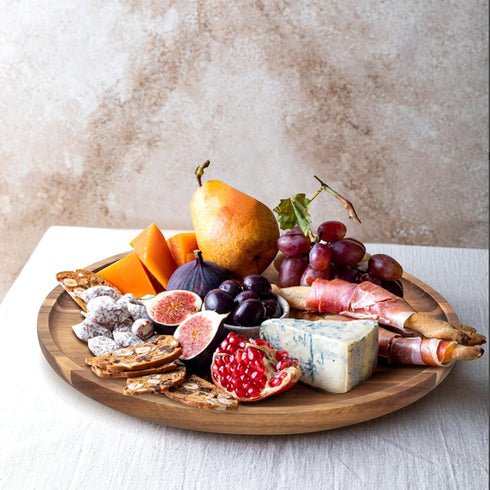 Counter Acacia Round Wood Tray Decorative Serving Trays for Ottoman Coffee Table Candle Holder Tray Kitchen Island