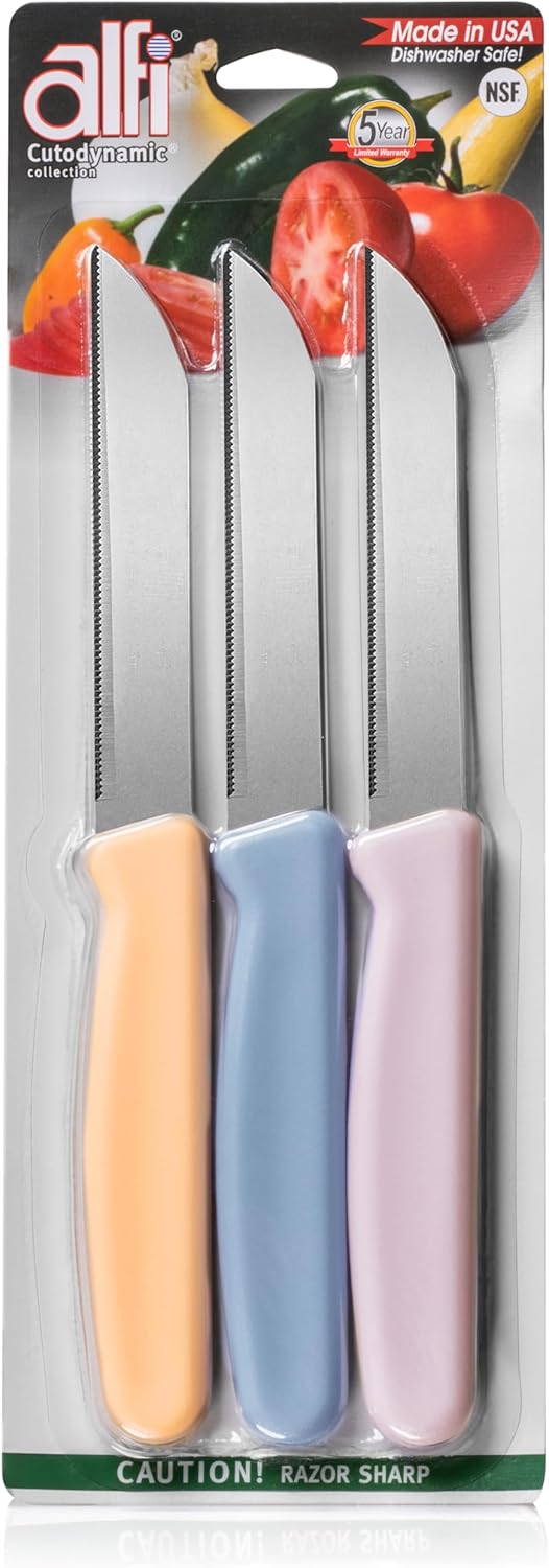 Alfi All-Purpose Knives, Aerospace Precision Pointed Tip, Serrated Steak Knives Set, Made in USA