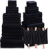 Mixweer 24 Piece Black Microfiber Absorbent Towel Set: 2 Oversized Bath Sheets,