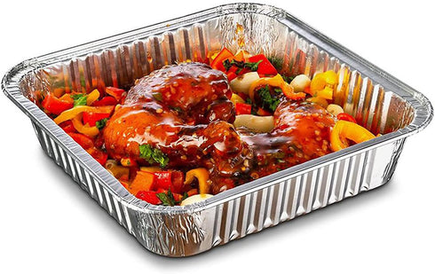 10pack- 8 x 8 Aluminum Foil Pans, Disposable Heavy Duty Square Baking Cake Pans for Homemade Breads