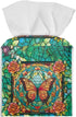 Waterproof Square Butterfly Rose Print Tissue Case Cover, Foldable Kleenex Box for Home Office, Green