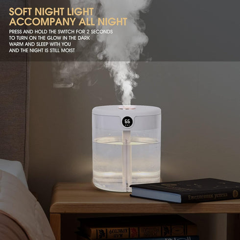 Desktop Humidifier for Bedroom, Plants, Office, 2L Auto Shut-Off Humidifier with Real-Time Monitoring and Adjusting