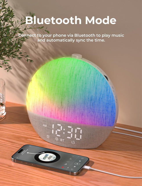 30 LIORQUE Sunrise Alarm Clock, Digital Alarm Clocks Bedside, Sleep Sounds, Sleep Timer, Adjustable Volume