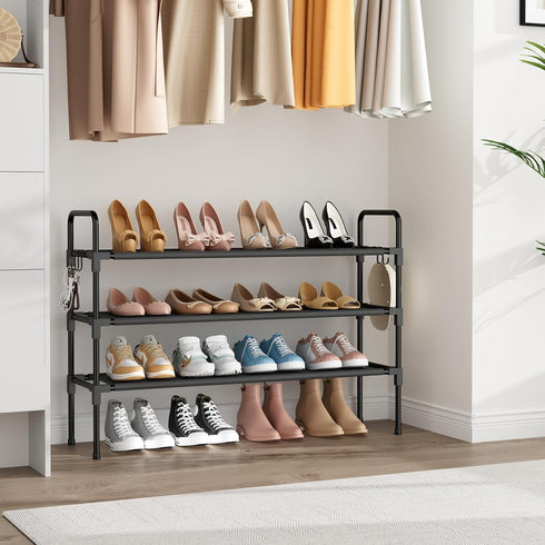 Closet, 12-16 5 Long Shoe Rack for Pairs Stackable Shoe Organizer, Shoe Shelf Storage for Sneakers & Boots Shoe Storage
