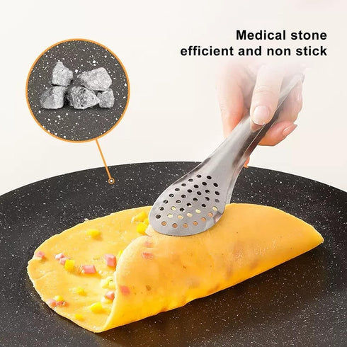 Nonstick Grill Pan, 30cm Round Griddle Frying Pan for Induction Stove Top, Korean BBQ, Outdoor Cooking