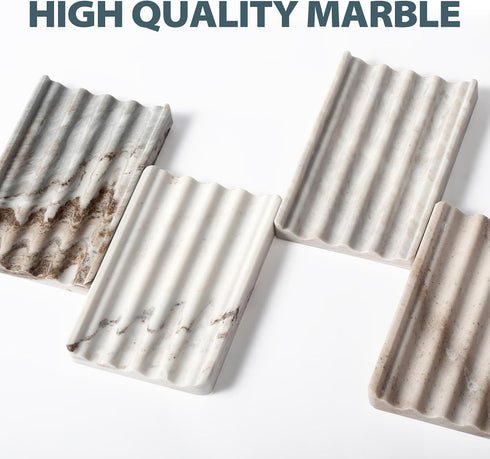 2 Countertop, Pcs Soap Dish for Bathroom, Marble Bar Soap Holder for Kitchen Soap Tray with Wavy Design, Soap Saver