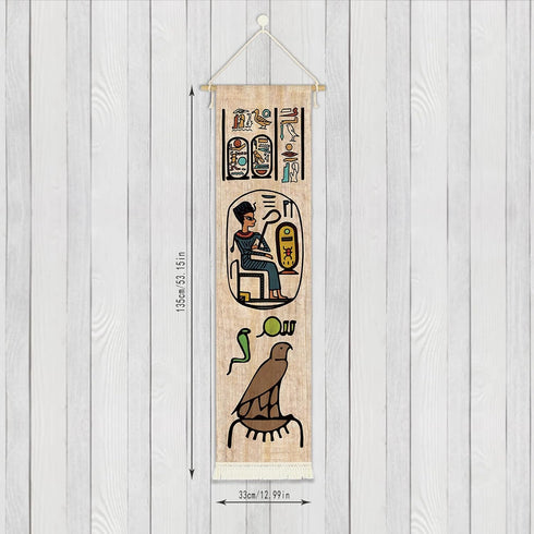Hanging Canvas Wall Art Painting, Ancient Egyptian Scene Tapestry for Room Decor, Historical Mythology (13''x 56'')