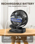 TUNISE Mini Clip on Fan, Battery Operated Desk Fan, Digital Display, 3 Speeds Adjustable, 360° Adjustable, Portable Fan
