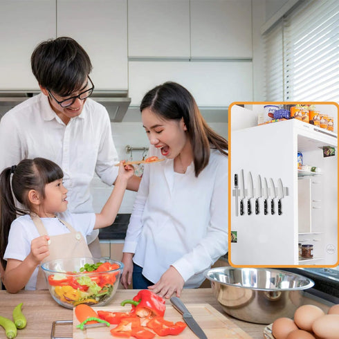 Large 16 Inch Stainless Steel Double Sided Magnetic Knife Strip for Refrigerator, Home Kitchen Utensil Holder