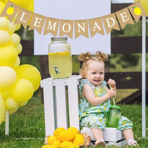 Jute Burlap Lemonade Banner - Rustic Summer Lemon Stand Party Decoration