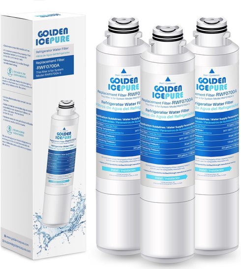 GOLDEN ICEPURE RWF0700A Refrigerator Water Filter Replacement for Samsung DA29-00020B, 3PACK